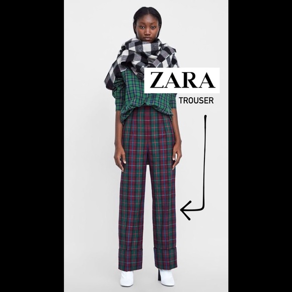 Zara Pants - ZARA Plaid Wide Leg Trouser
